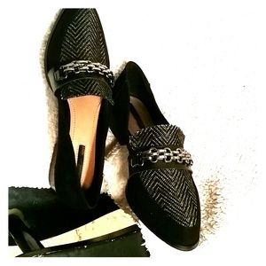 Tahari  Black and gray suede and cloth size  (5)